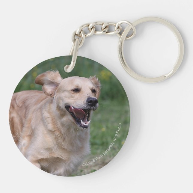 Golden Retriever Running 1 Key Ring (Back)