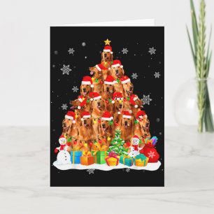 Golden Retriever Santa Christmas Tree Lights Dog X Card