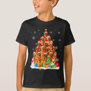 Golden Retriever Santa Christmas Tree Lights Dog X T-Shirt