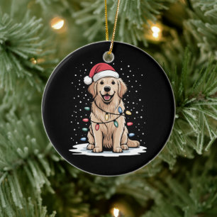 Golden Retriever Santa Christmas Tree Lights Xmas Ceramic Tree Decoration
