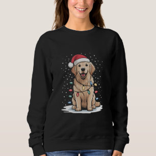 Golden Retriever Santa Christmas Tree Lights Xmas Sweatshirt