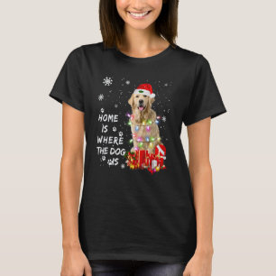 Golden Retriever Santa Christmas Tree Lights Xmas T-Shirt