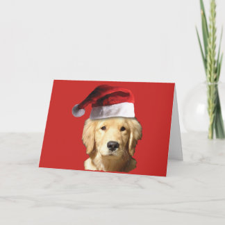 Golden Retriever Santa Claus Card
