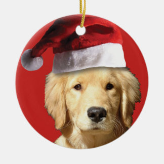 Golden Retriever Santa Claus Ceramic Tree Decoration