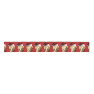 Golden Retriever Santa Claus Grosgrain Ribbon