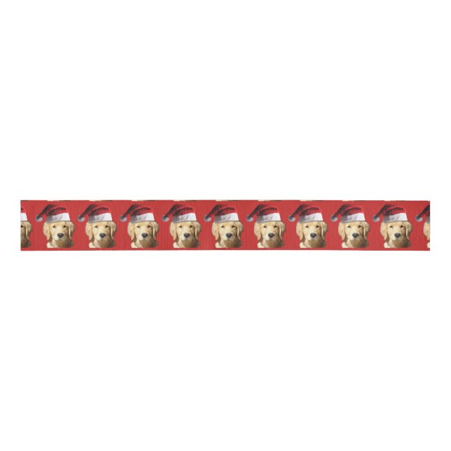Golden Retriever Santa Claus Grosgrain Ribbon (Front)