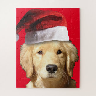 Golden Retriever Santa Claus Jigsaw Puzzle