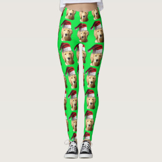 Golden Retriever Santa Claus Leggings