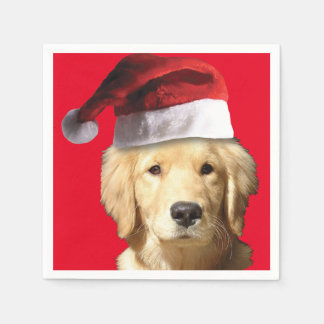 Golden Retriever Santa Claus Napkin
