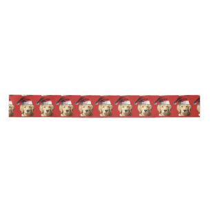 Golden Retriever Santa Claus Satin Ribbon