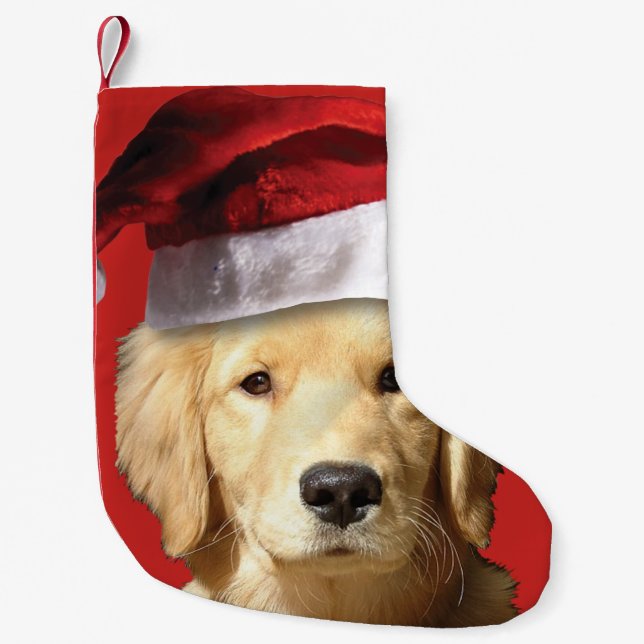 Golden Retriever Santa Claus Small Christmas Stocking (Front)