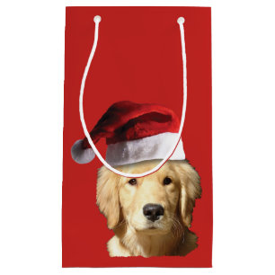 Golden Retriever Santa Claus Small Gift Bag