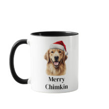 Golden Retriever Santa Hat Christmas
