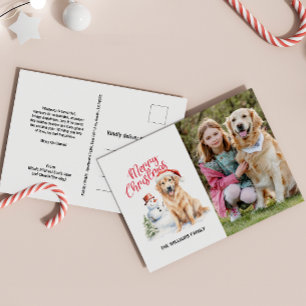 GOLDEN RETRIEVER SANTA HAT CHRISTMAS SINGLE PHOTO HOLIDAY POSTCARD