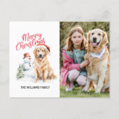 GOLDEN RETRIEVER SANTA HAT CHRISTMAS SINGLE PHOTO HOLIDAY POSTCARD (Front)
