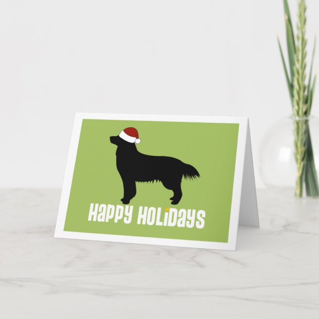Golden Retriever Santa Hat Holiday Card (Front)