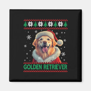 Golden Retriever Santa Hat Ugly Christmas Magnet