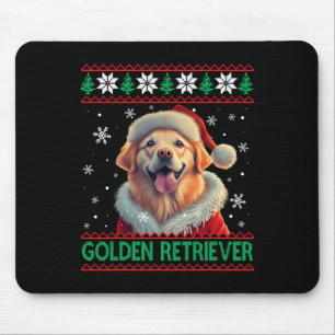 Golden Retriever Santa Hat Ugly Christmas Mouse Mat