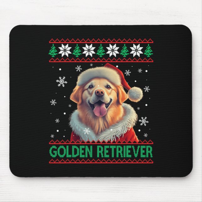 Golden Retriever Santa Hat Ugly Christmas  Mouse Mat (Front)