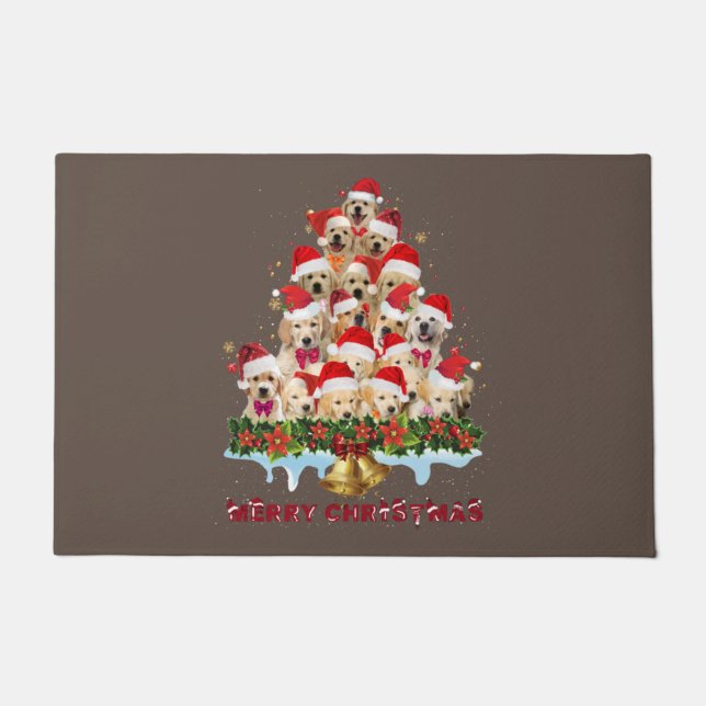 Golden Retriever Santa Hat Xmas Dogs Merry Christm Doormat (Front)