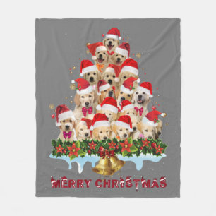 Golden Retriever Santa Hat Xmas Dogs Merry Christm Fleece Blanket