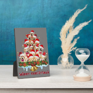 Golden Retriever Santa Hat Xmas Dogs Merry Christm Plaque
