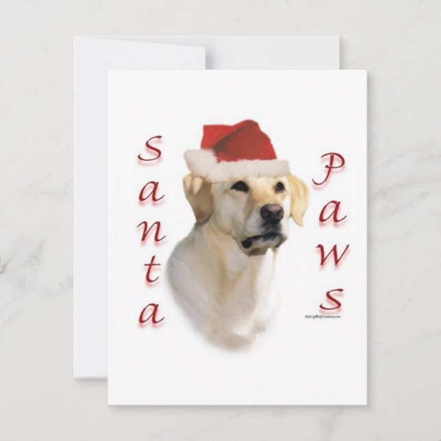 Golden Retriever Santa Paws Flat Holiday Card (Front)