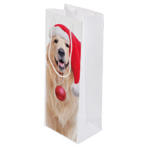 Golden Retriever Santa Wine Gift Bag