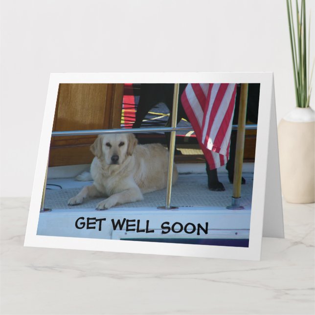 GOLDEN RETRIEVER SAYS PLEASE GET WELL SOON CARD (Front)