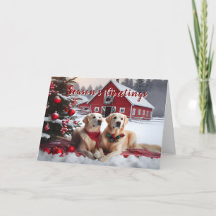 Golden Retriever Seasons Greetings Card