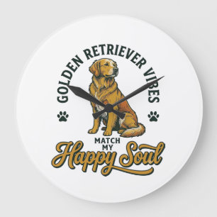 Golden Retriever Shirt Vintage Engraving Dog Lover Large Clock