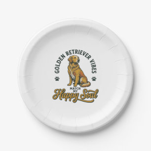 Golden Retriever Shirt Vintage Engraving Dog Lover Paper Plate