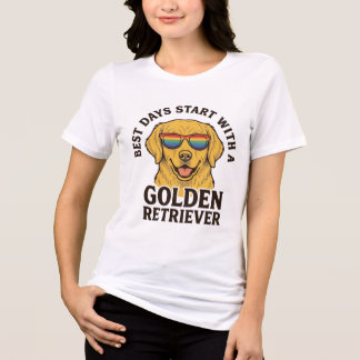 Golden Retriever Shirt with Retro Sunglasses Dog A