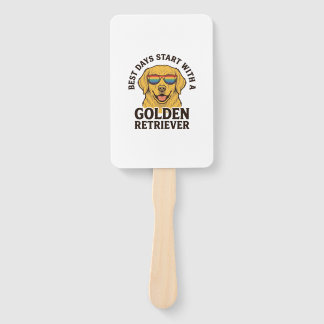 Golden Retriever Shirt with Retro Sunglasses Dog A Hand Fan