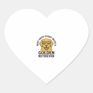 Golden Retriever Shirt with Retro Sunglasses Dog A Heart Sticker
