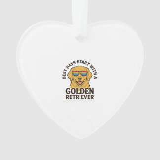 Golden Retriever Shirt with Retro Sunglasses Dog A Ornament