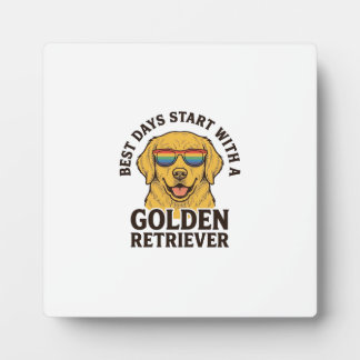 Golden Retriever Shirt with Retro Sunglasses Dog A Plaque