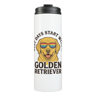 Golden Retriever Shirt with Retro Sunglasses Dog A Thermal Tumbler