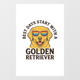 Golden Retriever Shirt with Retro Sunglasses Dog A Window Cling