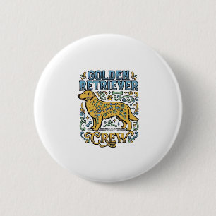 Golden Retriever Shirt With Vintage Dog Lover Art_ 6 Cm Round Badge
