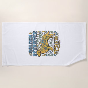 Golden Retriever Shirt With Vintage Dog Lover Art_ Beach Towel