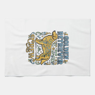 Golden Retriever Shirt With Vintage Dog Lover Art_ Tea Towel