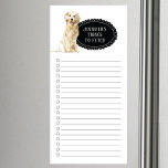 Golden Retriever Shopping List  Magnetic Notepad<br><div class="desc">Adorable things to fetch Golden Retriever dog with a black chalkboard frame personalised with your name.</div>