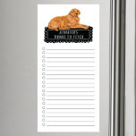Golden Retriever Shopping List  Magnetic Notepad<br><div class="desc">Adorable things to fetch Golden Retriever dog with a black chalkboard frame personalised with your name.</div>