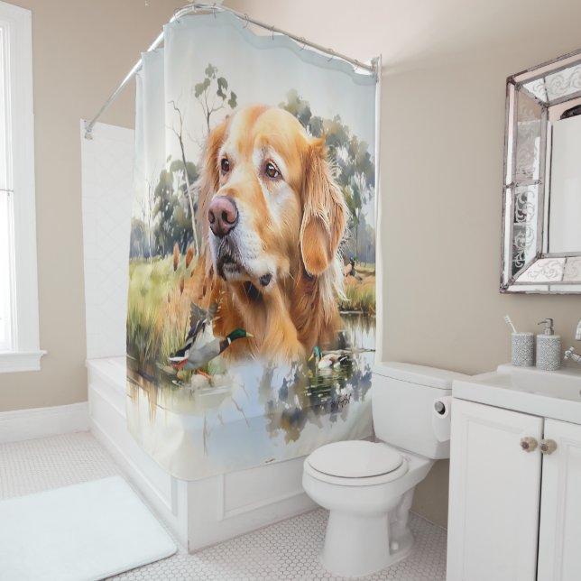 Golden Retriever Shower Curtain (In Situ)