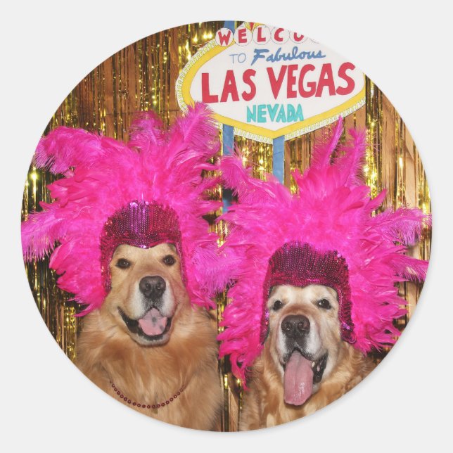 Golden Retriever Showgirls Classic Round Sticker (Front)