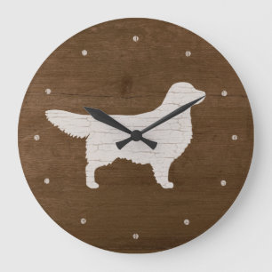 Golden Retriever Silhouette Large Clock