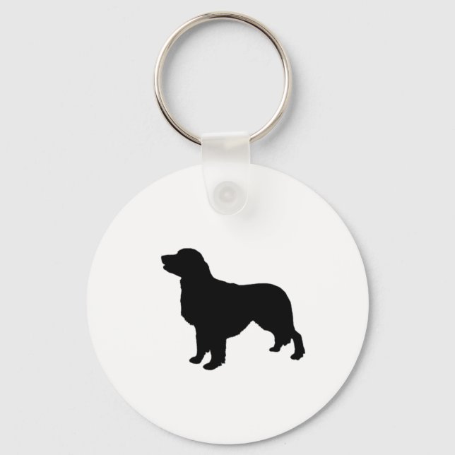Golden Retriever Silhouette Love Dogs Key Ring (Front)