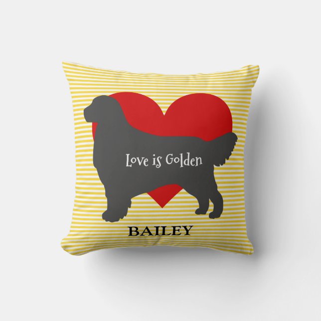 Golden Retriever Silhouette Love Is Golden Cushion (Front)