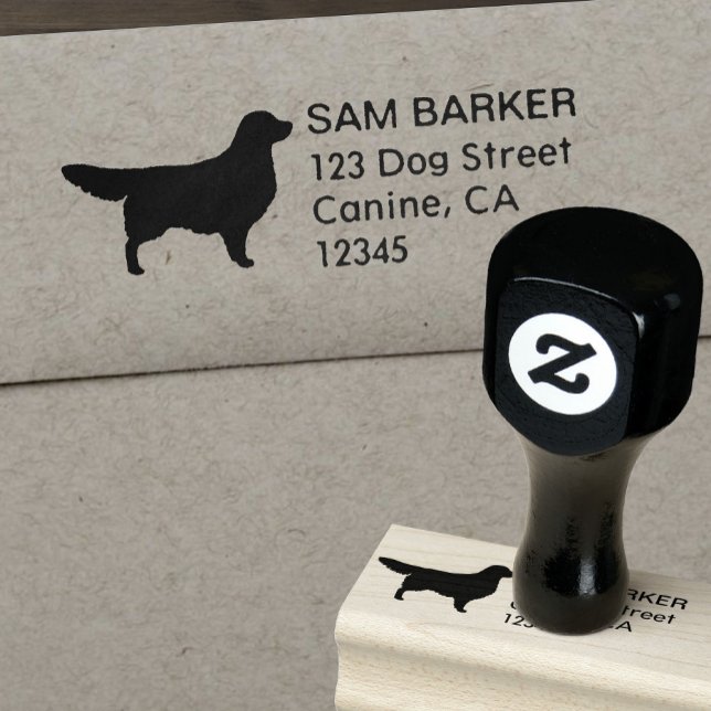 Golden Retriever Silhouette Return Address Rubber Stamp (Creator Uploaded)
